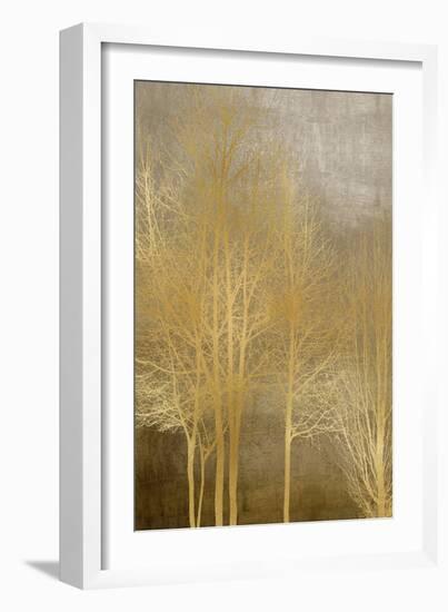 Gold Trees on Brown Panel I-Kate Bennett-Framed Art Print