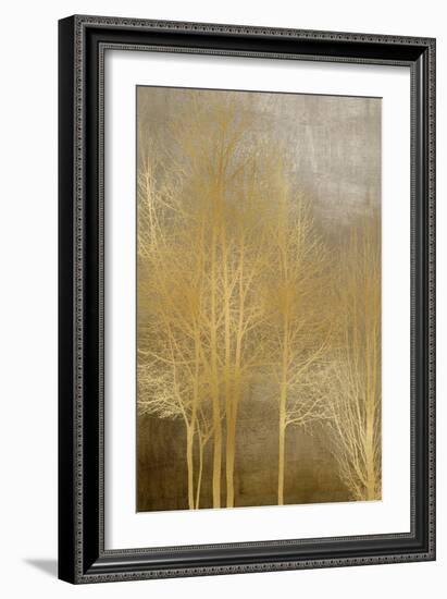 Gold Trees on Brown Panel I-Kate Bennett-Framed Art Print