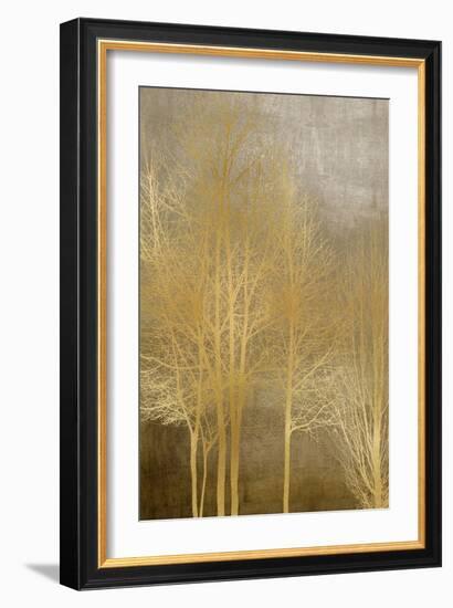 Gold Trees on Brown Panel I-Kate Bennett-Framed Art Print