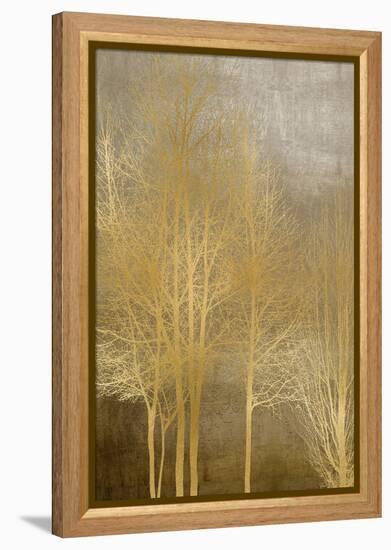 Gold Trees on Brown Panel I-Kate Bennett-Framed Stretched Canvas