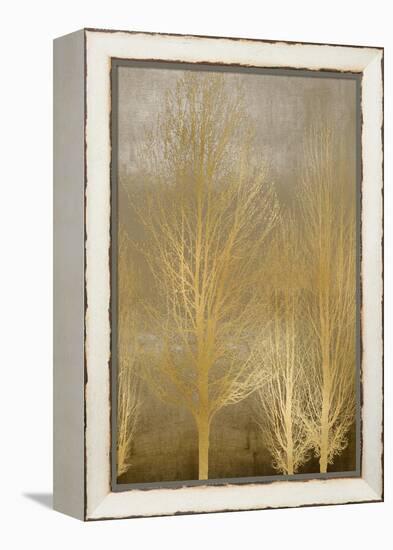 Gold Trees on Brown Panel II-Kate Bennett-Framed Stretched Canvas