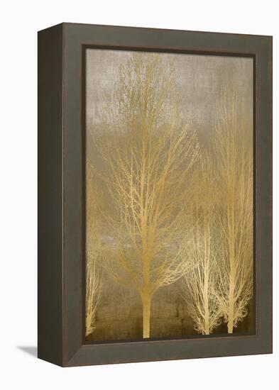 Gold Trees on Brown Panel II-Kate Bennett-Framed Stretched Canvas