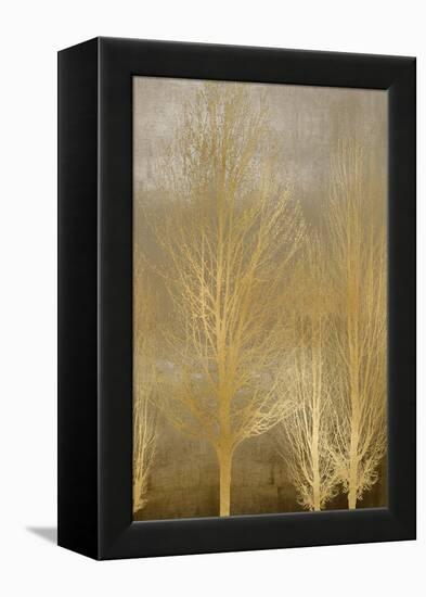 Gold Trees on Brown Panel II-Kate Bennett-Framed Stretched Canvas