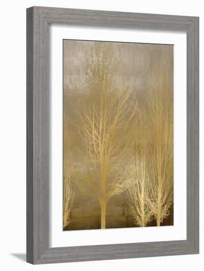 Gold Trees on Brown Panel II-Kate Bennett-Framed Art Print