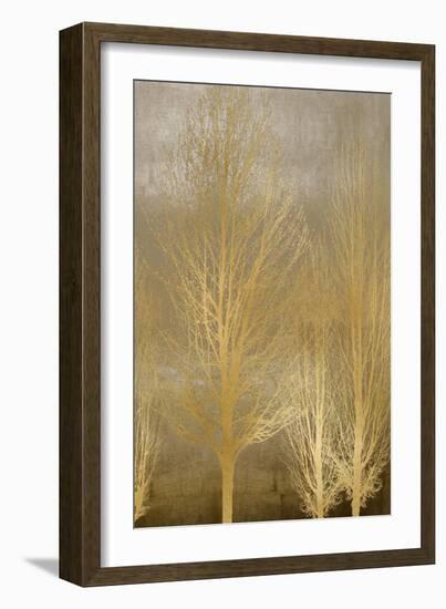 Gold Trees on Brown Panel II-Kate Bennett-Framed Art Print