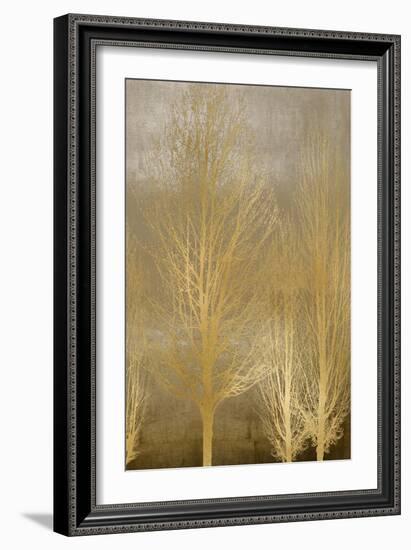 Gold Trees on Brown Panel II-Kate Bennett-Framed Art Print