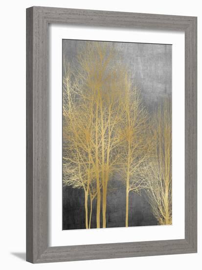 Gold Trees on Gray Panel I-Kate Bennett-Framed Art Print