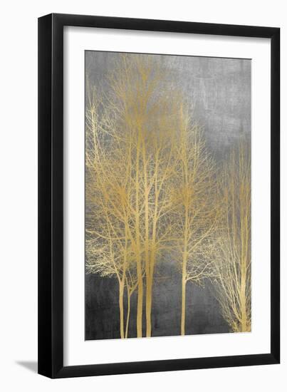 Gold Trees on Gray Panel I-Kate Bennett-Framed Art Print