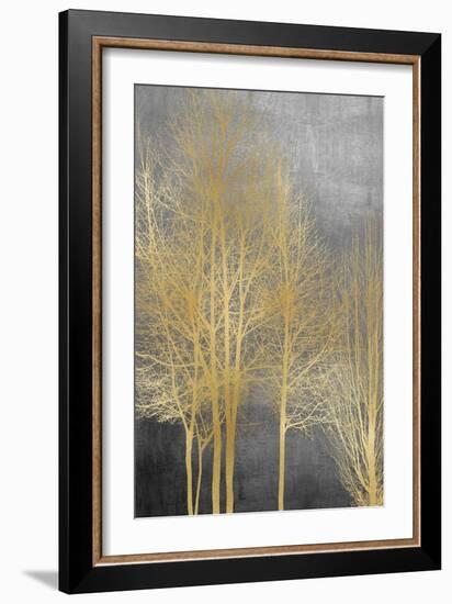 Gold Trees on Gray Panel I-Kate Bennett-Framed Art Print