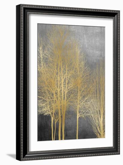 Gold Trees on Gray Panel I-Kate Bennett-Framed Art Print