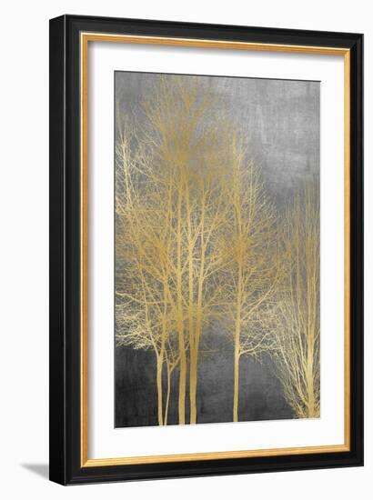 Gold Trees on Gray Panel I-Kate Bennett-Framed Art Print