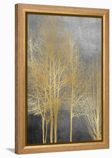 Gold Trees on Gray Panel I-Kate Bennett-Framed Stretched Canvas