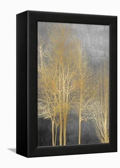 Gold Trees on Gray Panel I-Kate Bennett-Framed Stretched Canvas