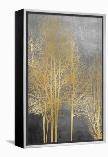 Gold Trees on Gray Panel I-Kate Bennett-Framed Stretched Canvas