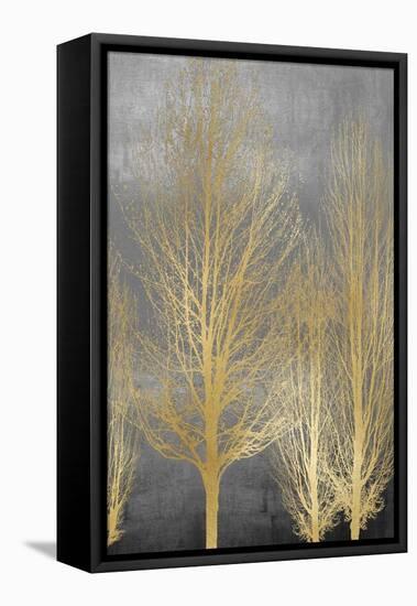 Gold Trees on Gray Panel II-Kate Bennett-Framed Stretched Canvas