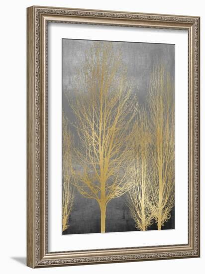 Gold Trees on Gray Panel II-Kate Bennett-Framed Art Print