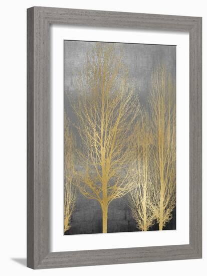 Gold Trees on Gray Panel II-Kate Bennett-Framed Art Print