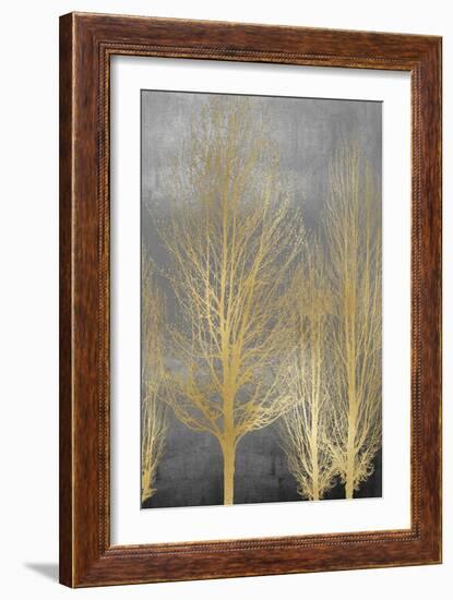 Gold Trees on Gray Panel II-Kate Bennett-Framed Art Print