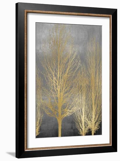 Gold Trees on Gray Panel II-Kate Bennett-Framed Art Print