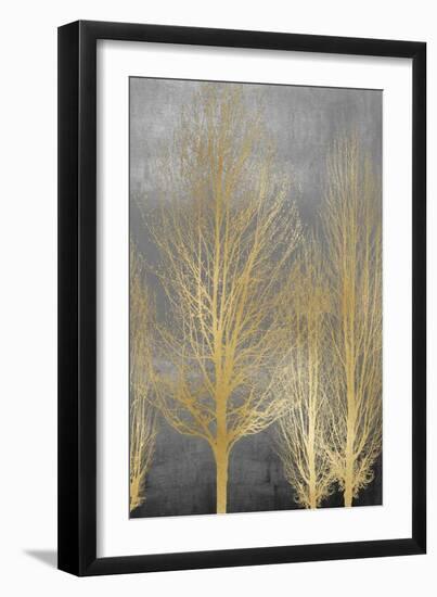 Gold Trees on Gray Panel II-Kate Bennett-Framed Art Print