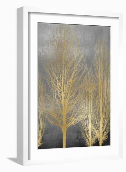 Gold Trees on Gray Panel II-Kate Bennett-Framed Art Print