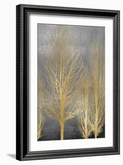 Gold Trees on Gray Panel II-Kate Bennett-Framed Art Print