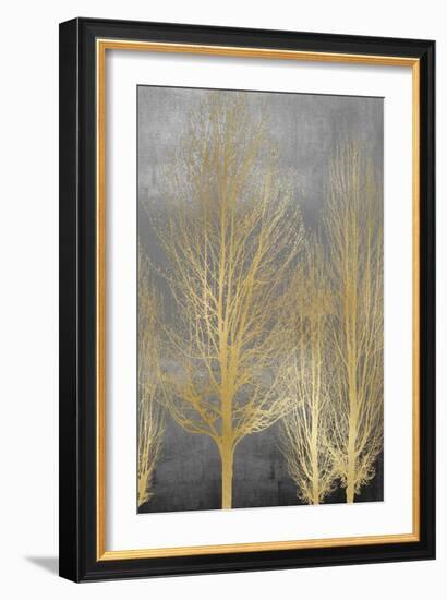 Gold Trees on Gray Panel II-Kate Bennett-Framed Art Print