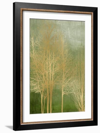 Gold Trees on Green Panel I-Kate Bennett-Framed Art Print