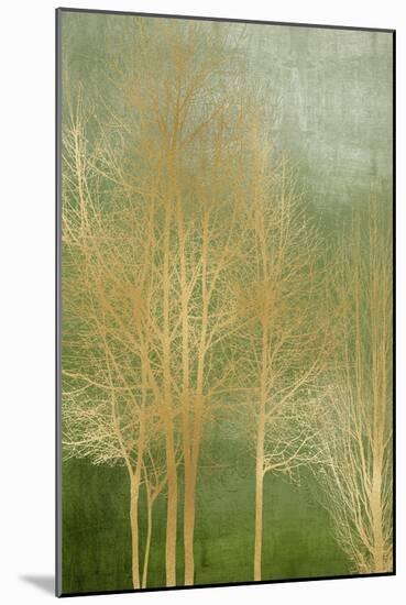 Gold Trees on Green Panel I-Kate Bennett-Mounted Art Print