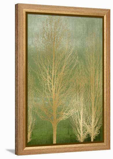 Gold Trees on Green Panel II-Kate Bennett-Framed Stretched Canvas