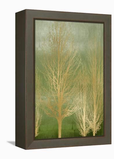 Gold Trees on Green Panel II-Kate Bennett-Framed Stretched Canvas