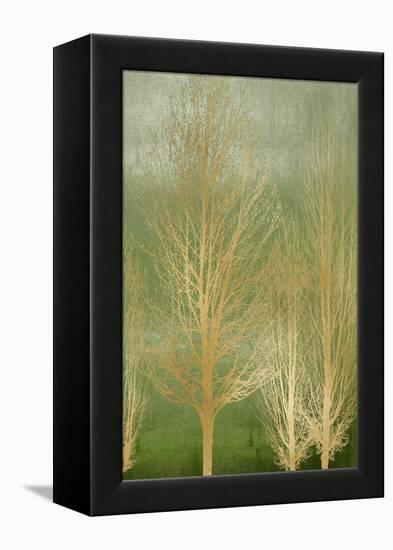 Gold Trees on Green Panel II-Kate Bennett-Framed Stretched Canvas