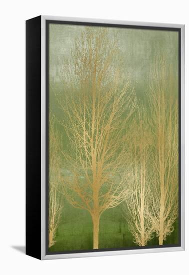 Gold Trees on Green Panel II-Kate Bennett-Framed Stretched Canvas