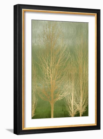 Gold Trees on Green Panel II-Kate Bennett-Framed Art Print