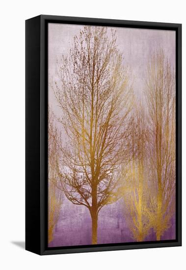 Gold Trees on Purple Panel I-Kate Bennett-Framed Stretched Canvas