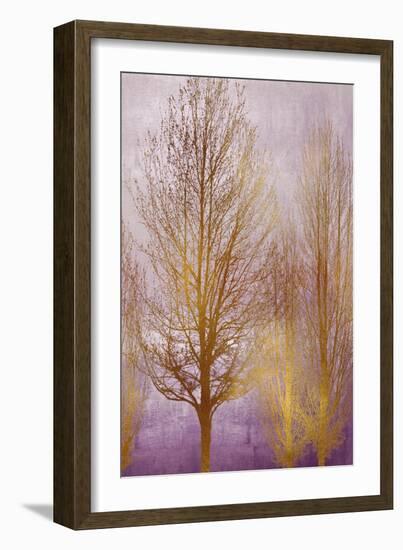 Gold Trees on Purple Panel I-Kate Bennett-Framed Art Print