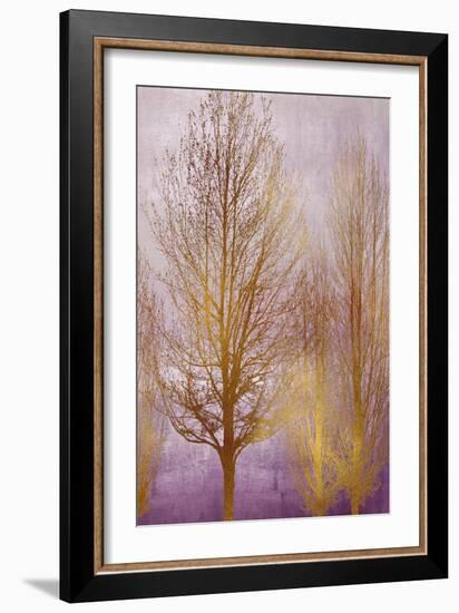 Gold Trees on Purple Panel I-Kate Bennett-Framed Art Print