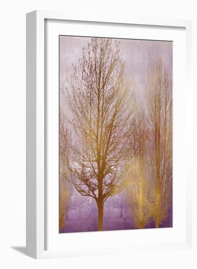 Gold Trees on Purple Panel I-Kate Bennett-Framed Art Print