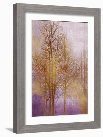 Gold Trees on Purple Panel II-Kate Bennett-Framed Art Print