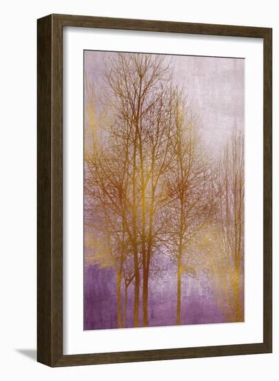 Gold Trees on Purple Panel II-Kate Bennett-Framed Art Print