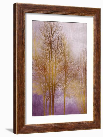 Gold Trees on Purple Panel II-Kate Bennett-Framed Art Print