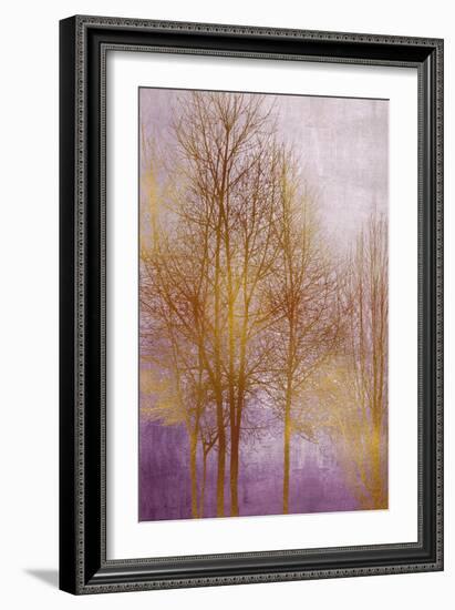 Gold Trees on Purple Panel II-Kate Bennett-Framed Art Print