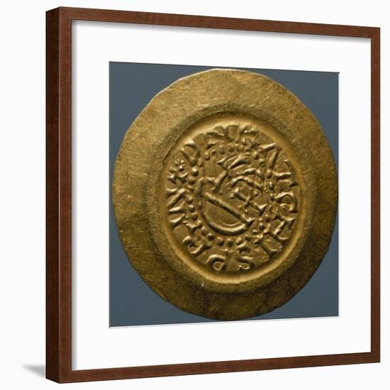 Gold Tremissis of Ratchis, King of Lombards, Recto, Lombard Coins, 8th Century-null-Framed Giclee Print