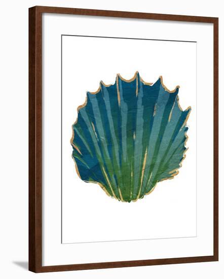 Gold Trim Sea Green Shells-Jace Grey-Framed Art Print