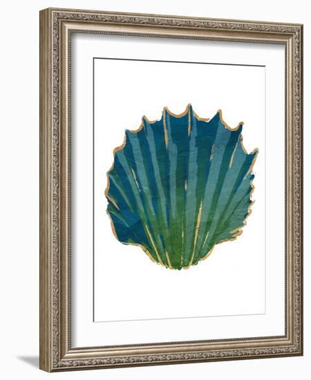 Gold Trim Sea Green Shells-Jace Grey-Framed Art Print