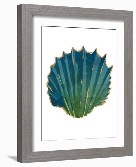 Gold Trim Sea Green Shells-Jace Grey-Framed Art Print