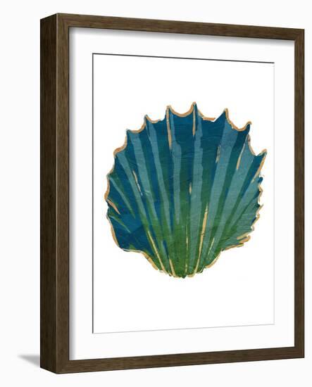 Gold Trim Sea Green Shells-Jace Grey-Framed Art Print