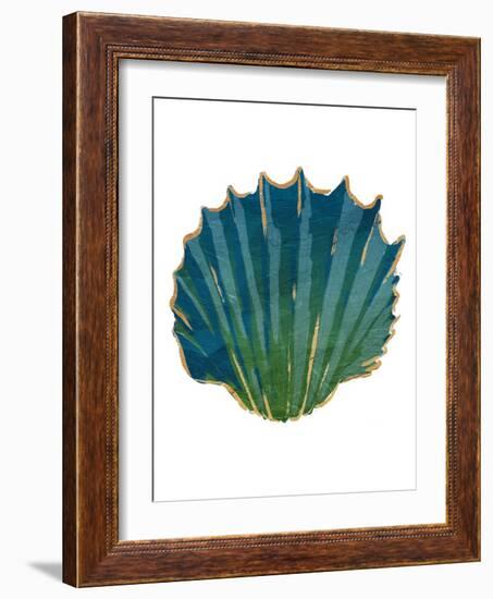 Gold Trim Sea Green Shells-Jace Grey-Framed Art Print