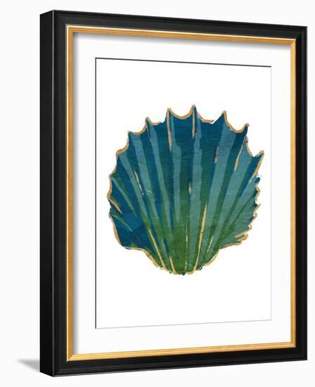 Gold Trim Sea Green Shells-Jace Grey-Framed Art Print