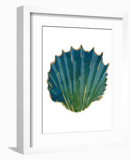 Gold Trim Sea Green Shells-Jace Grey-Framed Art Print